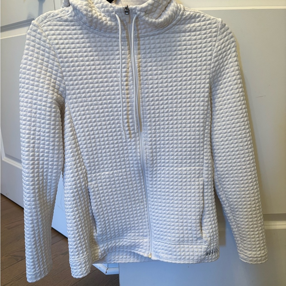 NOBULL White Hoodie with Subtle Pale Blue Logo